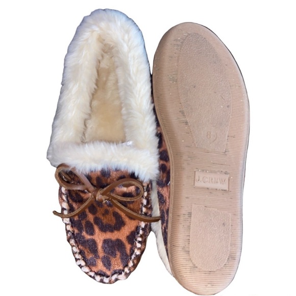 J. Crew leopard calf hair moccasin house slippers 8 - Picture 2 of 10